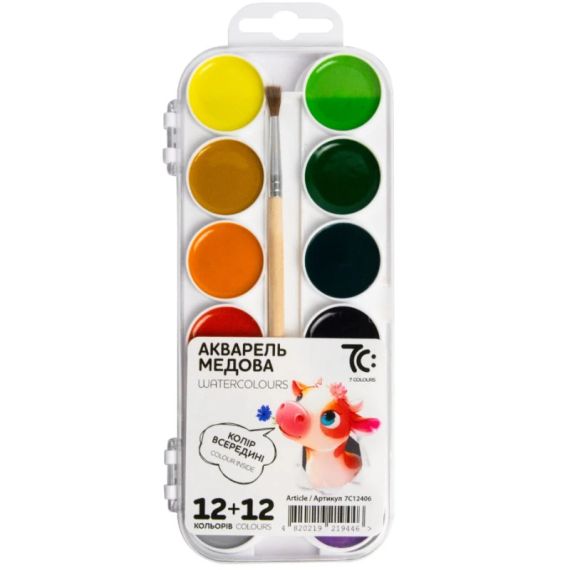 Фарби акварельні 7C 7C12406 24 кольори Різнокольоровий shop (4820219219446) | Зображення 1
