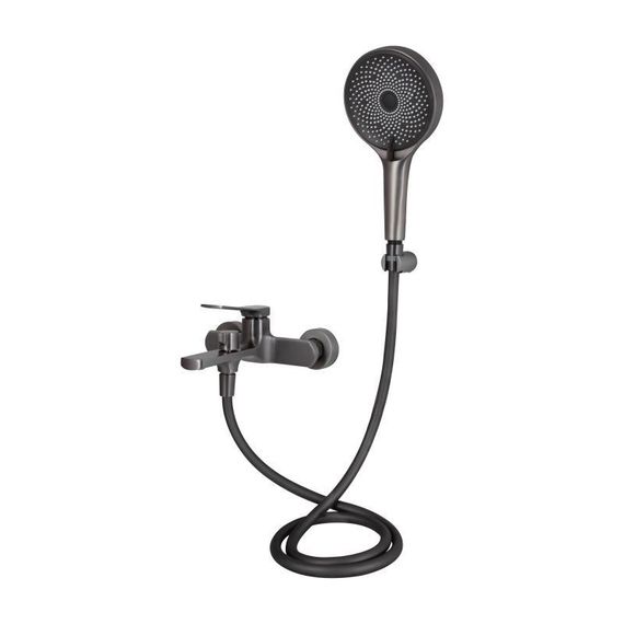 Змішувач для ванни Qtap Slavonice (з душовим гарнітуром) QTSLV259GMB48035 Gunmetal Black PVD | Зображення 2