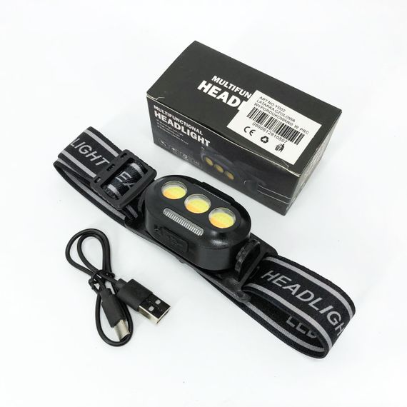 Налобний ліхтар з usb зарядкою YD02-COB (White+red+blue), Ліхтарик на голову для роботи PQ-45 | Зображення 3