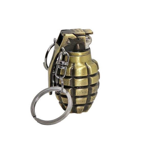 Металічна Запальничка Брелок Граната Золотиста | Зображення 3