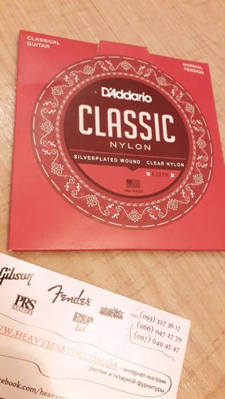 Струны d'addario ej27n 028-043 НЕЙЛОНОВЫЕ СЕРЕБРЕННЫЕ для классической гитары | Зображення 1