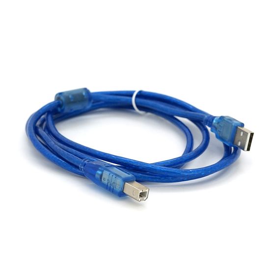 Кабель USB 2.0 RITAR AM/BM,1.8m,1 феррит,прозрачный синий Q250