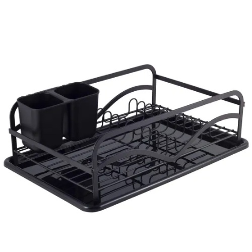 Сушарка для посуду 41,5*13,5*28см з піддоном алюміній чорний 0755 KAMILLE | Зображення 2