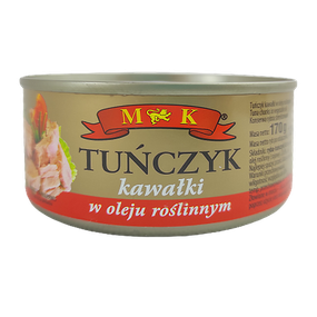 Тунец цельный в растительном масле M&K Tunczyk, 170г кусками, Польша