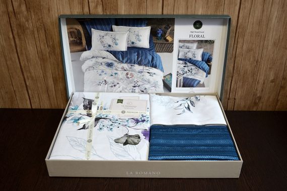 Постельное белье La Romano Premium Satin 200×220 Floral Blue | Зображення 3