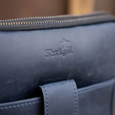 Сумка Shvigel На два відділення вінтажна шкіряна Синя (11284) | Зображення 4