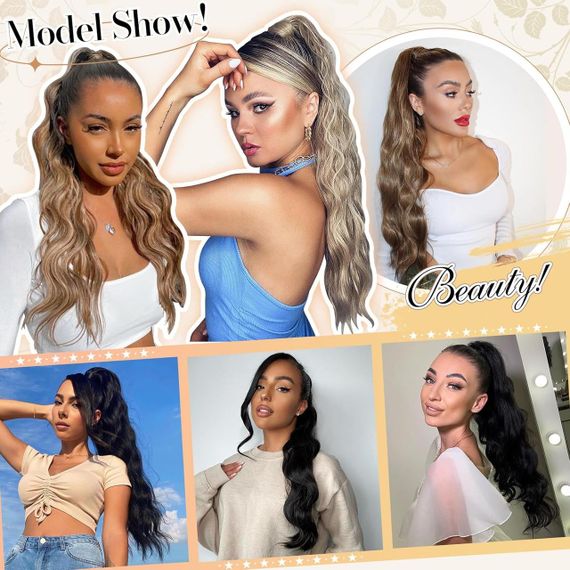 Хвіст накладний темно-каштановий з червоним відтінком, шиньйон на кліпсі термостійкий довгий 60см волосся для швидкого нарощування | Зображення 5