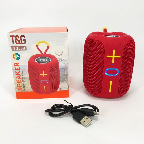 Портативна Bluetooth колонка TG658 8W з RGB підсвічуванням, колонка для вечірки. Колір: червоний | Зображення 5