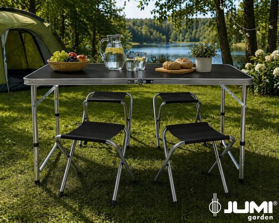 Стіл туристичний розкладний Jumi Economix з 4 стільцями чорний | Зображення 7