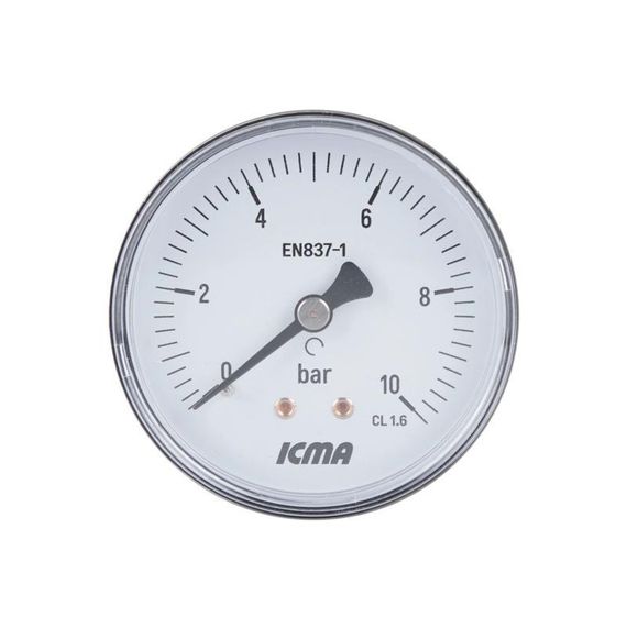 Манометр Icma 1/4" 0-10 барів, заднє під'єднання No243