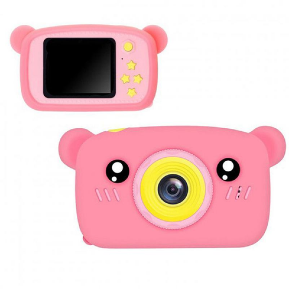 Дитячий фотоапарат у чохлі Ведмедик Camera Рожевий