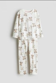 Дитяча бавовняна піжама для дівчинки H&M 98-104 см Молочна (25120102B)