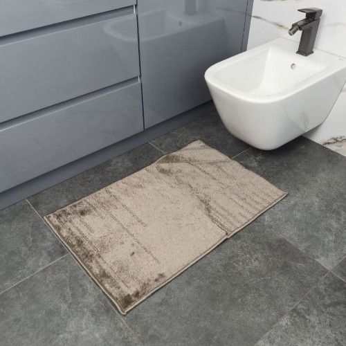 Набір килимків для ванної кімнати 2шт 50*80см+40*50см U-виріз Полоса Smile бежевий поліпропілен Дариана | Зображення 4