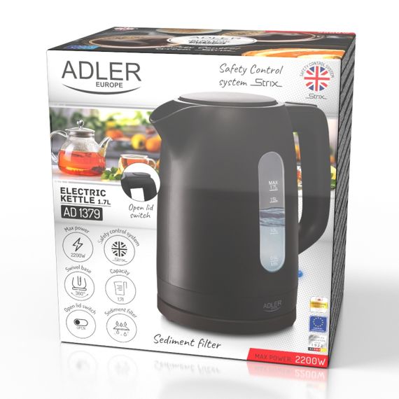 Електрочайник Adler AD 1379 чорний 1,7 л, 2200 Вт | Зображення 4