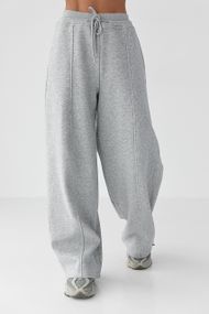 Спортивні штани палаццо з накладною кишенею - сірий цвет, L (є розміри)