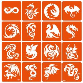 Набір трафаретів для біо-тату "Dragons" dragons-16