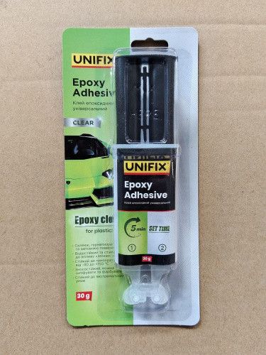 Клей эпоксидный двухкомпонентный для пластика шприц (прозрачный) 30г UNIFIX