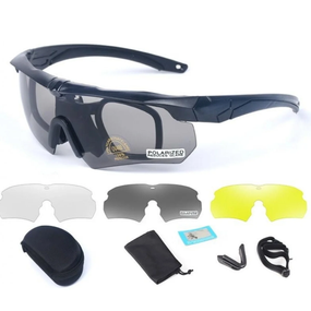 Тактичні захисні окуляри Crossbow Polarized із трьома змінними лінзами Чорний