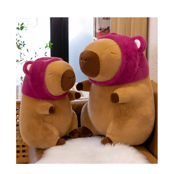 Дитяча м'яка іграшка "Капібара в шапці ведмедика Лотсо", плюшева Капібара в рожевій шапці | Зображення 8