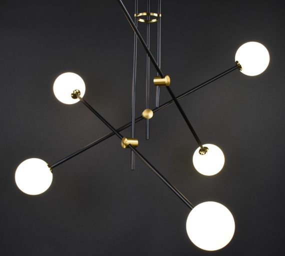 Люстра стельова на 6 лампочок 27517 Чорний 78-115х96х96 см. | Зображення 5