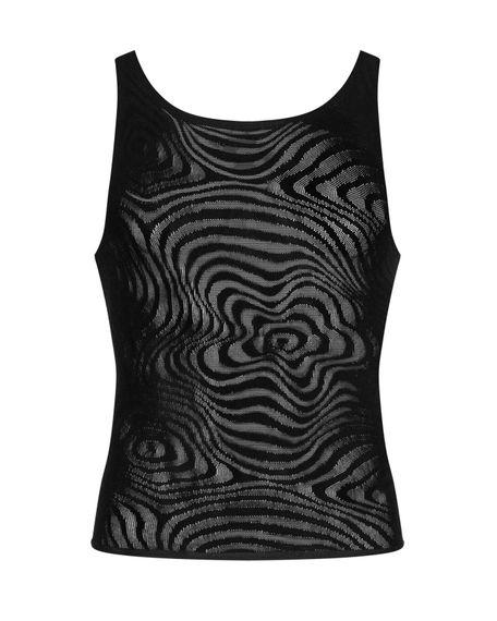 Мужская полупрозрачная майка-борцовка с узором Obsessive T103 tank top S/M/L, черная | Зображення 4