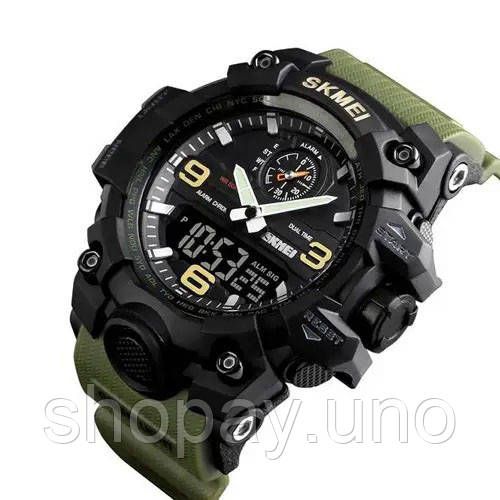Годинник наручний чоловічий SKMEI 1586AG ARMY GREEN, чоловічий армійський водостійкий тактичний. Колір: зелений | Зображення 8