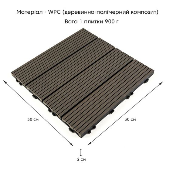Композитна плитка WPC вугілля 30*30CM*2СM (D) SW-00001713 | Зображення 1