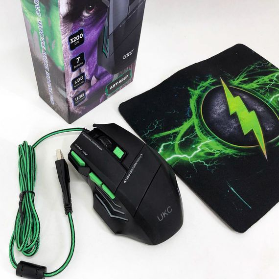 Мышка проводная игровая UKC 6967 OE-478 с ковриком | Зображення 1