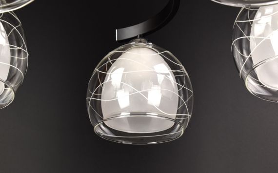 Люстра стельова на 5 лампочок 25219 Чорний 30х53х53 см. | Зображення 2