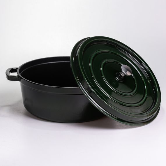 Кокотниця чавунна емальована 7,5 л, малахіт Yiwu HP-FLG-14 green | Зображення 2