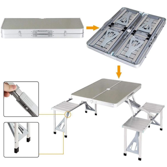Стіл розкладний для пікніка зі стільцями Picnic Table, компактний алюмінієвий стіл-стільці для відпочинку | Зображення 5