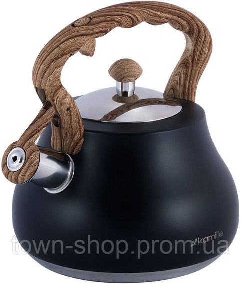 Чайник Kamille Whistling Kettle Black 2.7л из нержавеющей стали со свистком (черный) KM-1092 | Зображення 1