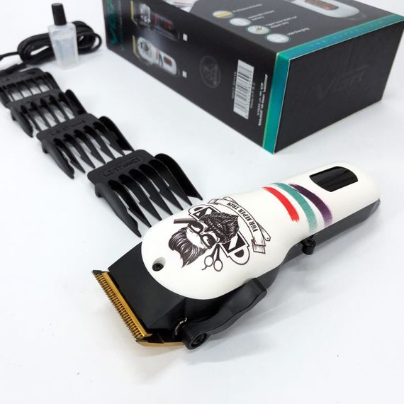 Машинка для стрижки волосся та бороди професійна VGR V-699 B з насадками та LED дисплеєм. IA-938 Колір: білий | Зображення 1