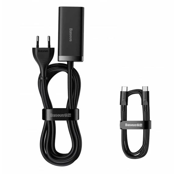 Мережевий зарядний пристрій Baseus GaN3 Pro Desktop Powerstrip AC+2U+2C 100W EU Black (With Mini White Cable | Зображення 6