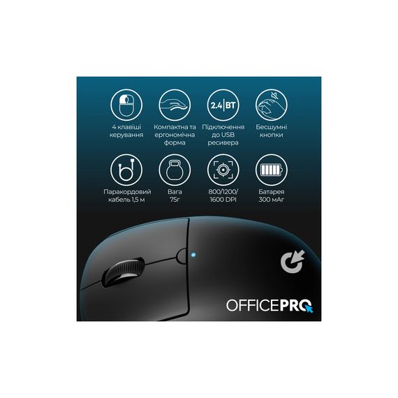 Мишка OfficePro M307B Silent Click Wireless/Bluetooth Black (M307B) | Зображення 9