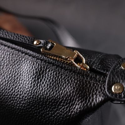 Сумка Vintage Містка Жіноча з однією довгою ручкою з натуральної шкіри Чорна (22305) | Зображення 2