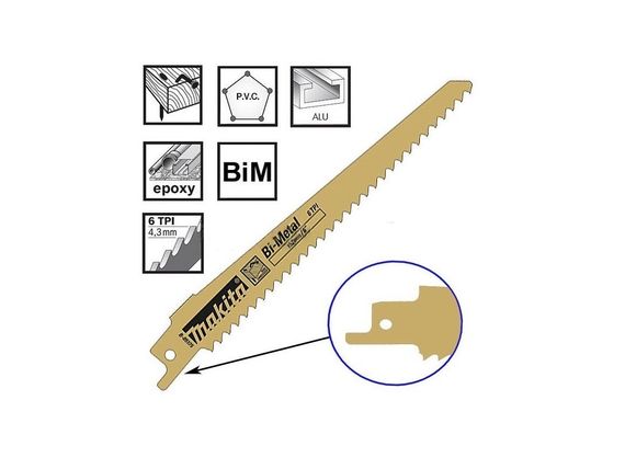 Набір полотен BIM 152 мм по дереву для шабельної пили Makita B-05175 (5 шт) | Зображення 2
