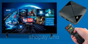 Игровая ТВ-приставка M8 mini 4K на Android TV с встроенным эмулятором ретро-игр и джойстиками