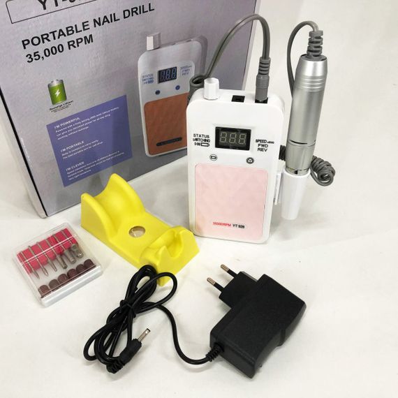 Портативний фрезер для нігтів Nail Drill YT-928 акумуляторний з індикатором заряду на 35 000 оборотів. Колір: білий | Зображення 8