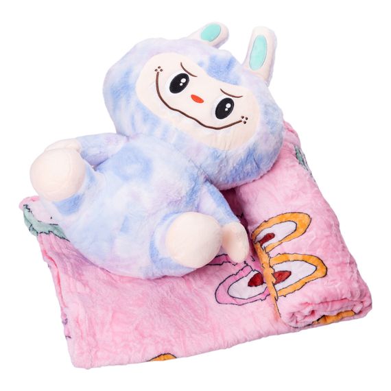 М'яка іграшка-плед, подушка 3 в 1 Лабубу 50 см Синій ТМ COLORFUL HOME LAB1BL | Зображення 1