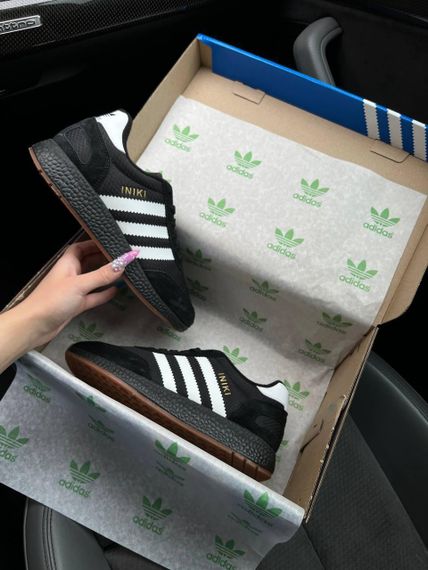 Зимние женские кроссовки Iniki  Fleece Termo All Black White Stripes Gum , Вьетнам 36 23 см | Зображення 4