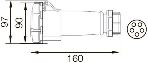 Розетка 2152 переносная 3Р+PЕ+N 16А 380В IP67 Ny95502054 | Зображення 1