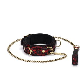 Ошейник с поводком Liebe Seele Victorian Garden Collar with Leash Красно-черный One Size