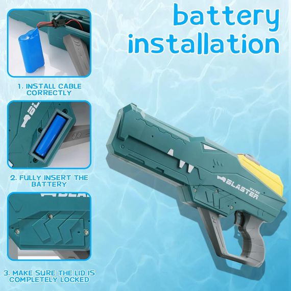 Водяной пистолет детский «Крокодил» Water Gun • Аккумуляторный водный бластер с автоматическим набором воды для летних игр | Зображення 4