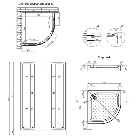 Душова кабіна Agua Cascad - S.F.D.80x80 см (CV035435) | Зображення 1