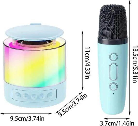 Портативная акустическая колонка K19 с Bluetooth и LED-подсветкой для караоке бирюзовый | Зображення 3