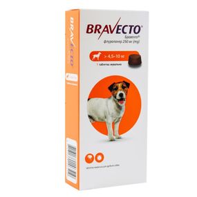 Таблетки от блох и клещей Bravecto (Бравекто) для собак весом от 4.5 до 10 кг