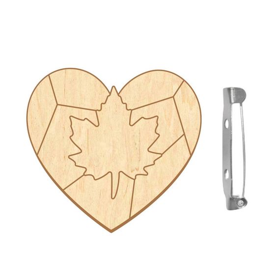 Заготовка броши для раскрашивания "Сердце осени" FDZB-097