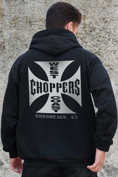 Утеплене зіп худі на флісі зіпер з принтом Choppers Without Kane Black