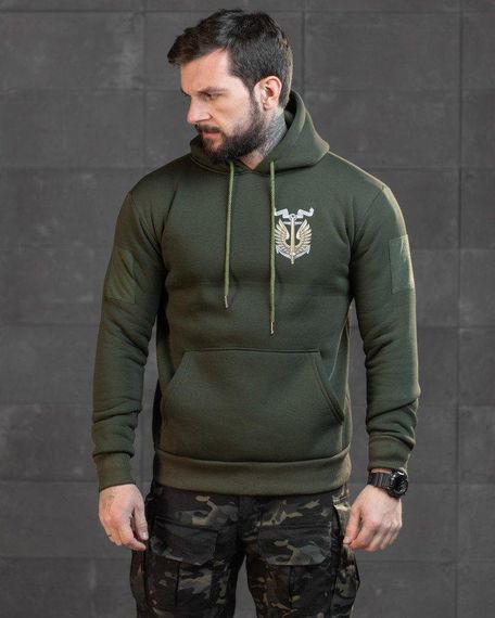 Худи CELEO на флисе  Вірний завжди олива ВТ7987 | Зображення 1